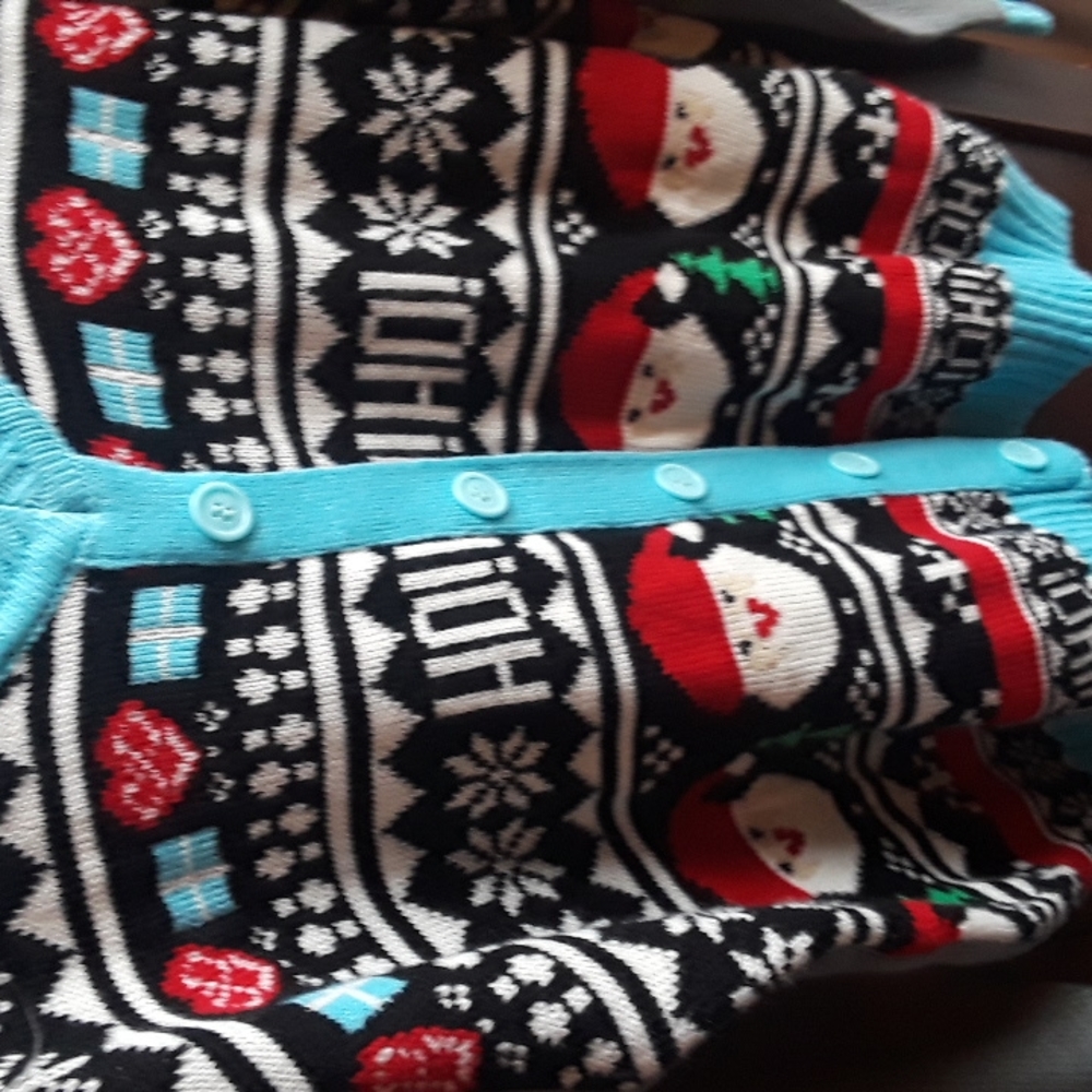 Merry Christmas size L oversized grandpa ugly sweater w/fake buttons - Picture 3 of 4